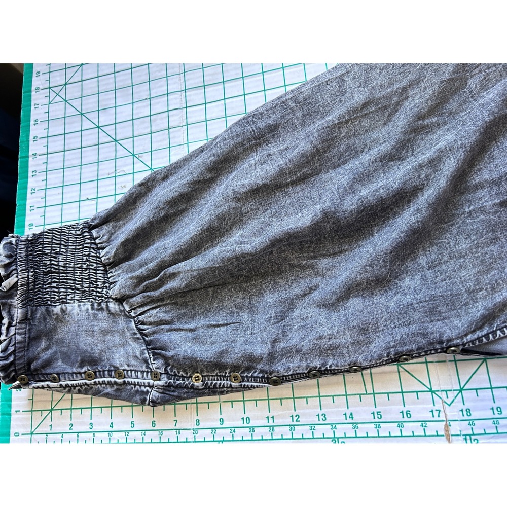 Promesa Small Maxi Skirt Gray Boho Smocked Basque Western Renaissance Pirate - Picture 6 of 11
